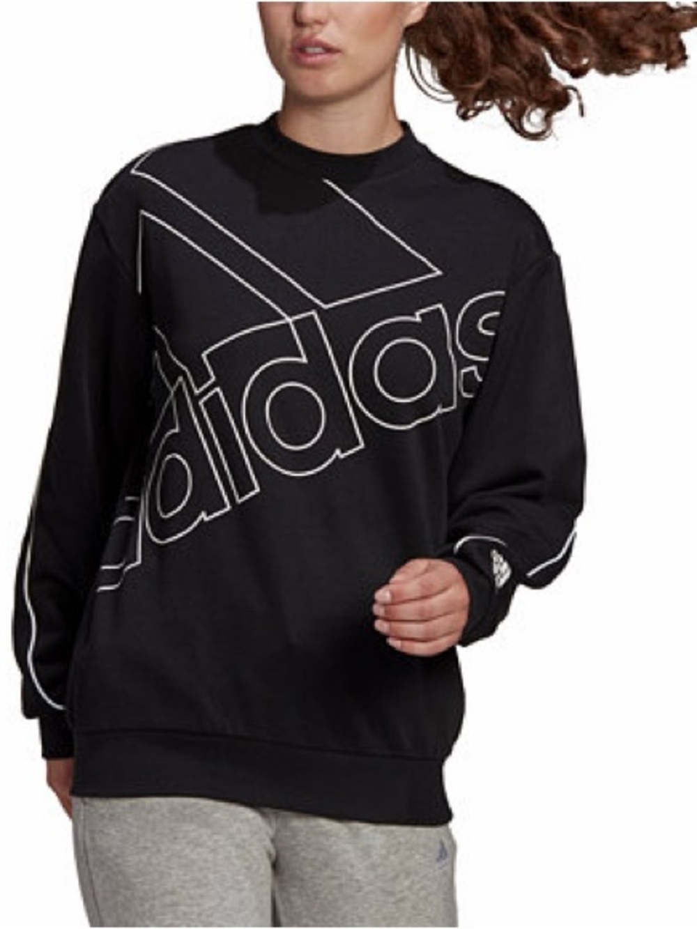adidas Black Crewneck Sweatshirt with White Outline Logo